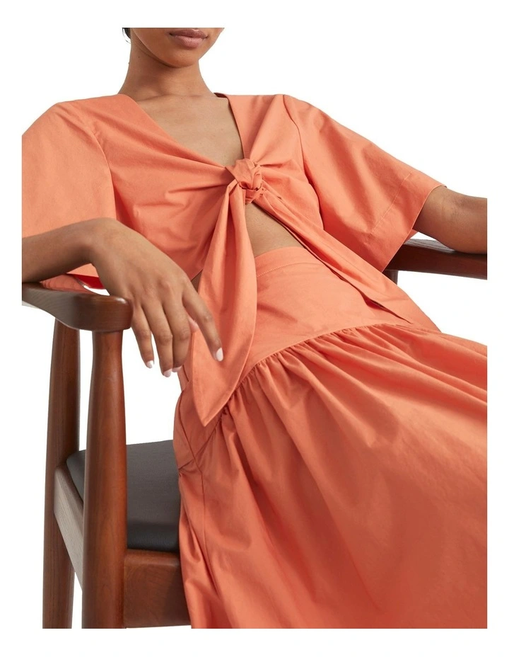 Poplin Tie Front Top