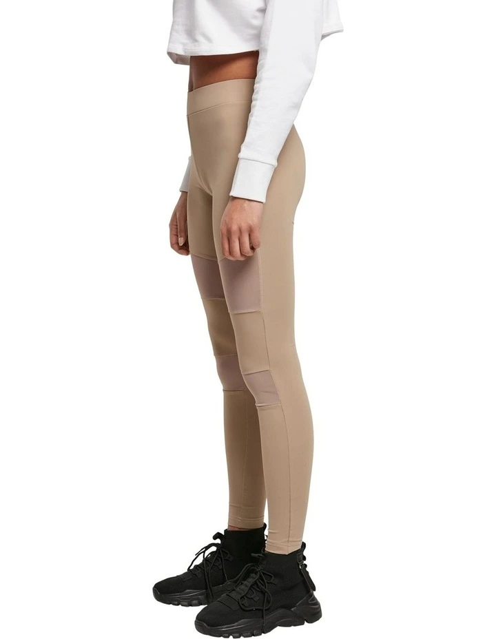 Tech Mesh Active Leggings in Soft Taupe