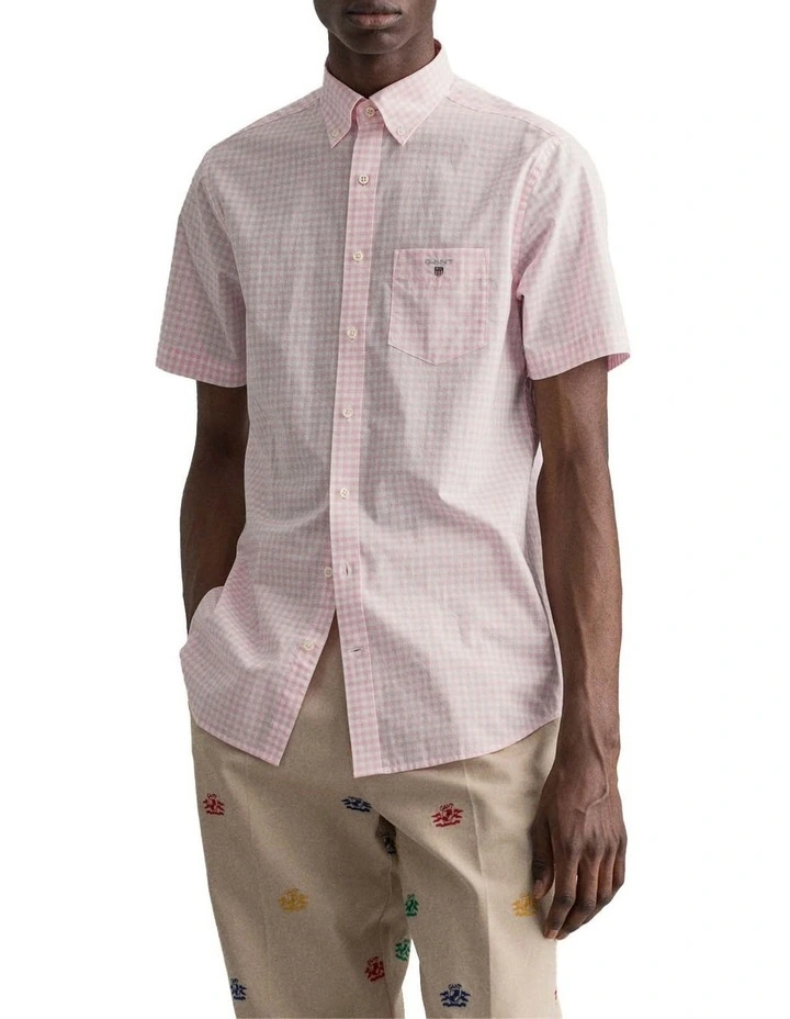Regular Gingham Short Sleeve Shirt in California Pink