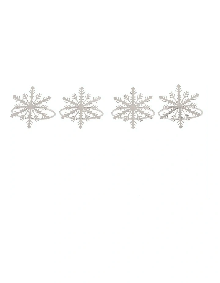 Napkin Rings Snowflake 4 Pack in Silver