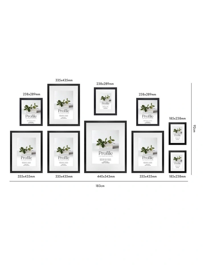 Deluxe Gallery Wall Set F (10 Frames) in Black Australian Made