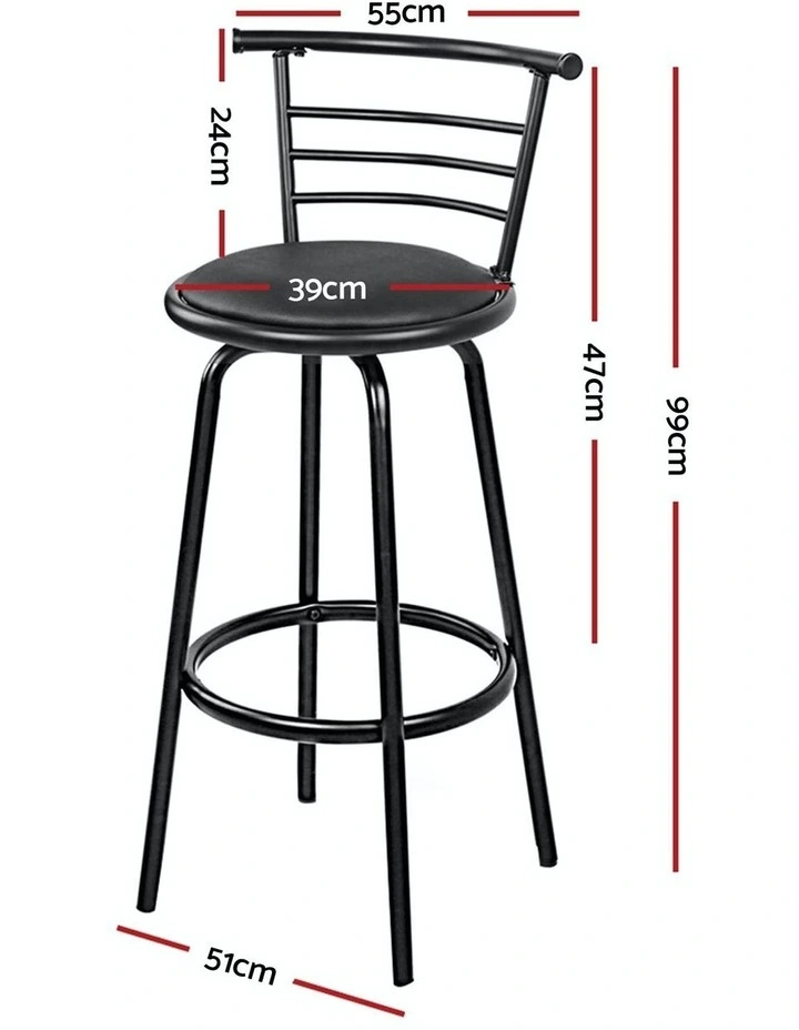 Leather Swivel x4 Bar Stools Kitchen Chairs in Black