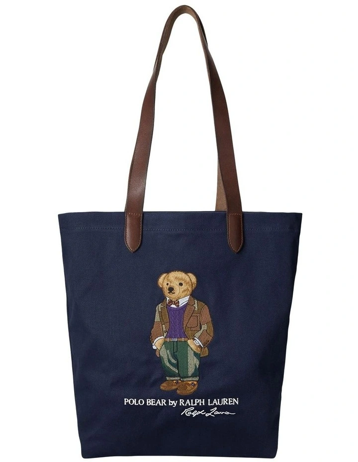 Polo Bear Twill Shopper Tote in Navy