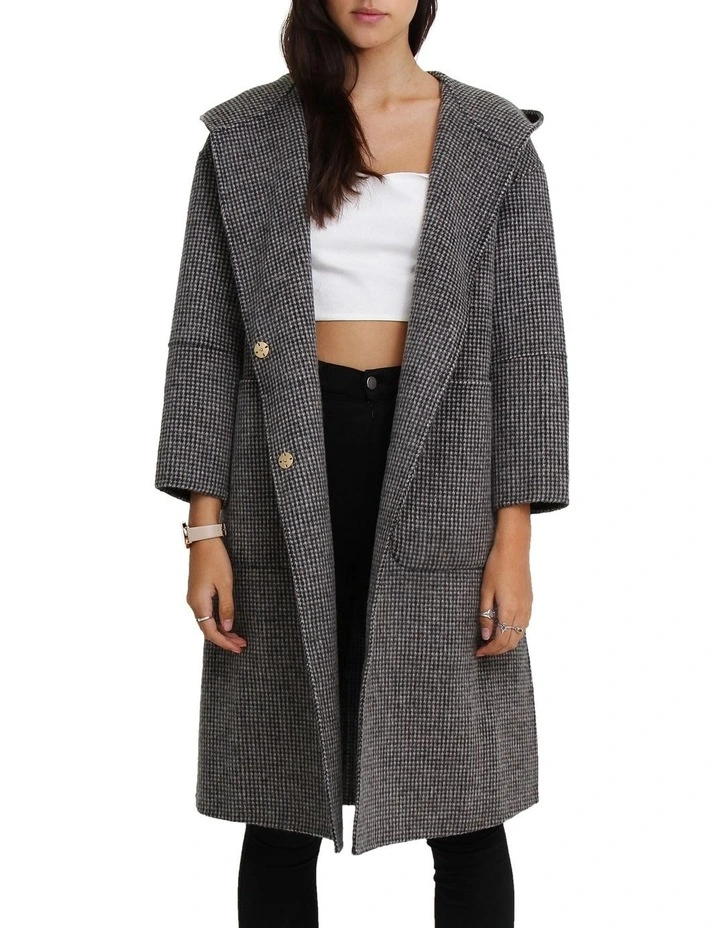 Walk This Way Wool Blend Black/White Oversized Coat