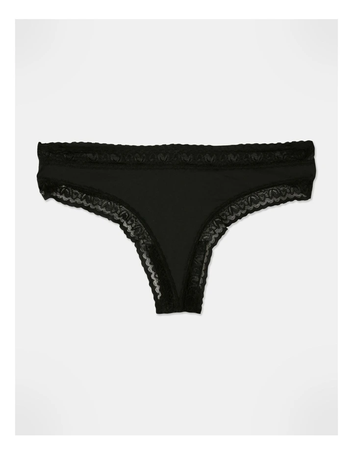 Smooth With Lace G-String In Black