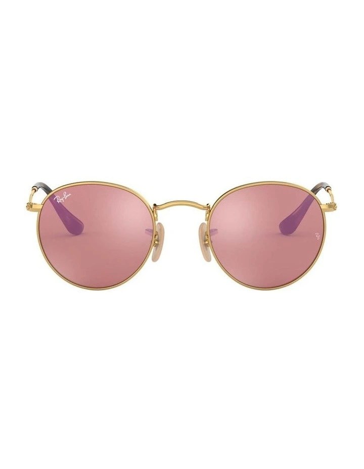 Round Flat Lenses Gold RB3447N Sunglasses