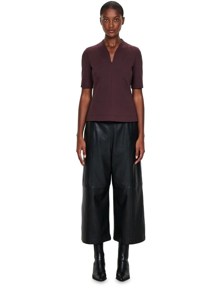 Ponte V Neck Top in Fudge