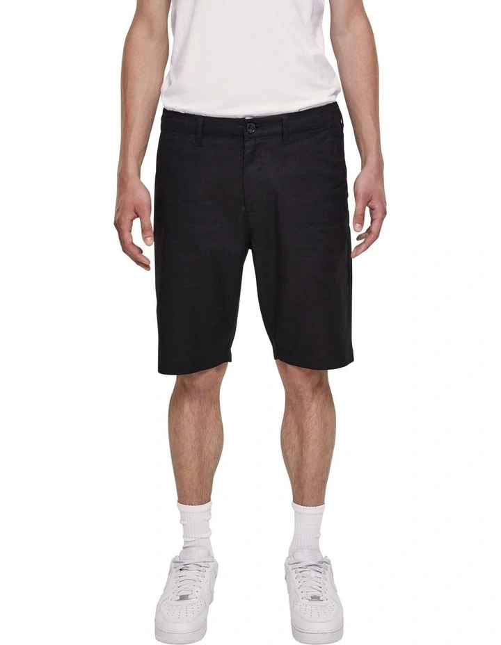 Cotton Linen Shorts in Black