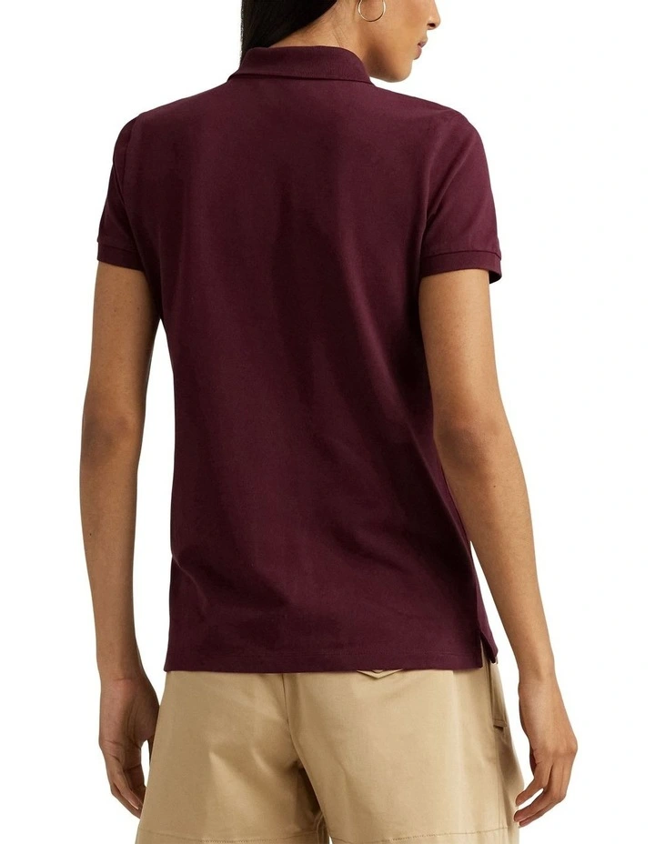 Embroidered Pique Polo Shirt in Red