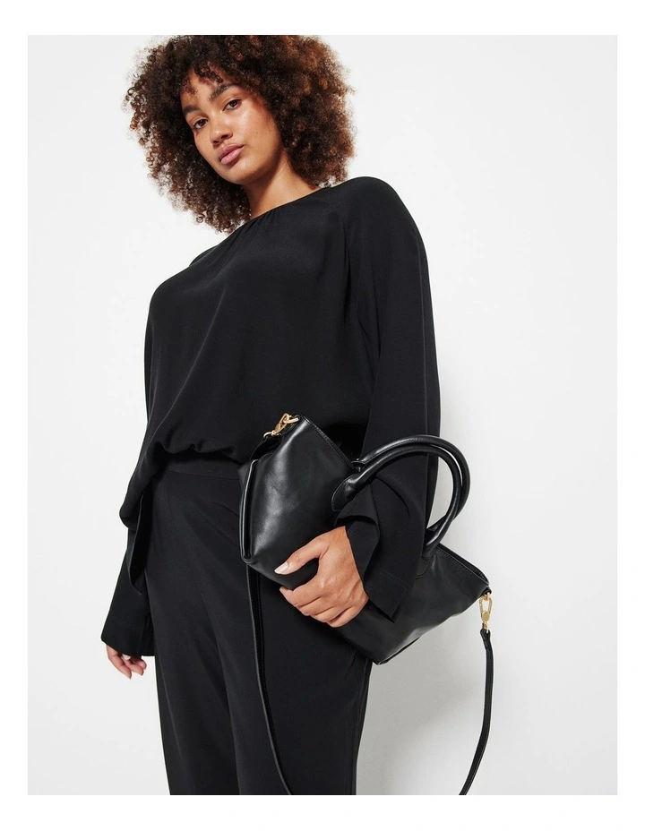 The Ellise Leather Tote in Black