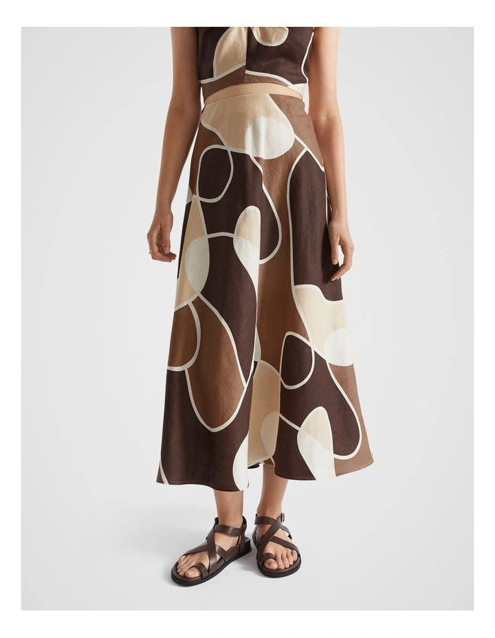 Midi Skirt in Woodland Abstract