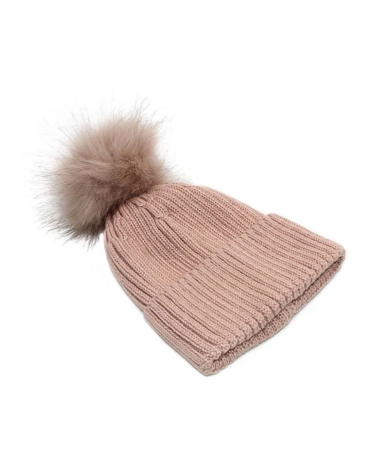Valentine Wool Blend Beanie in Pink