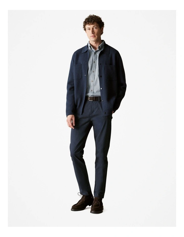 Regular Fit Brushed Cotton Estate Check Shirt in Blueprint