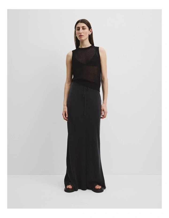 Organically Grown Cotton Crochet Knit Tank in Black