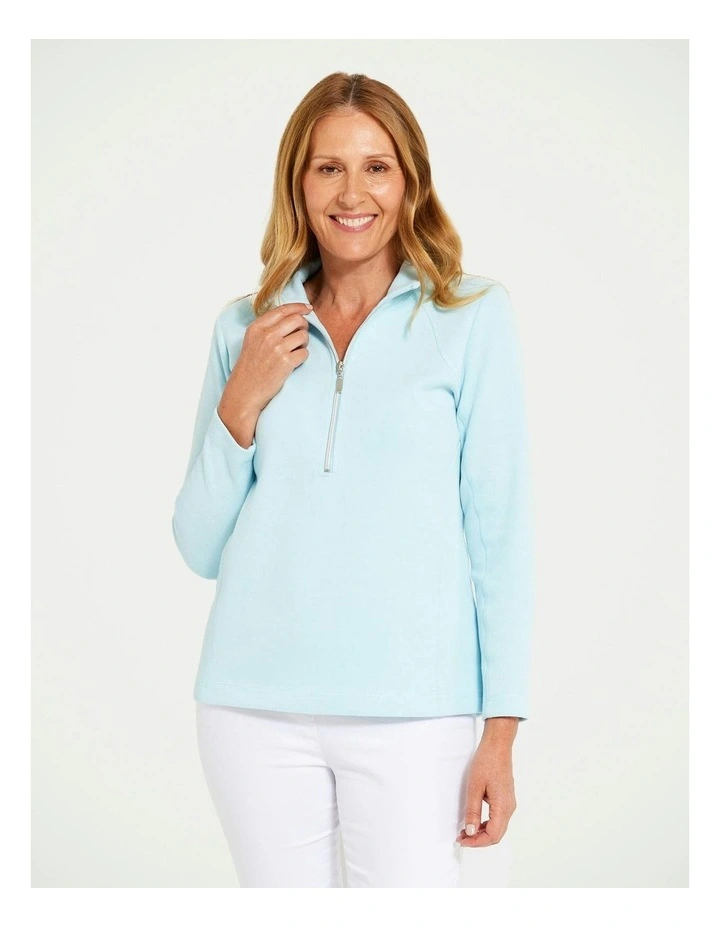 Haven 1/4 Zip Top in Aqua