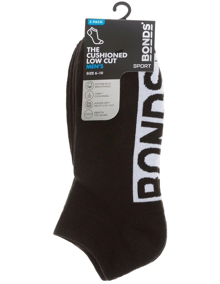 Logo Low Cut Socks 3 Pack in Black
