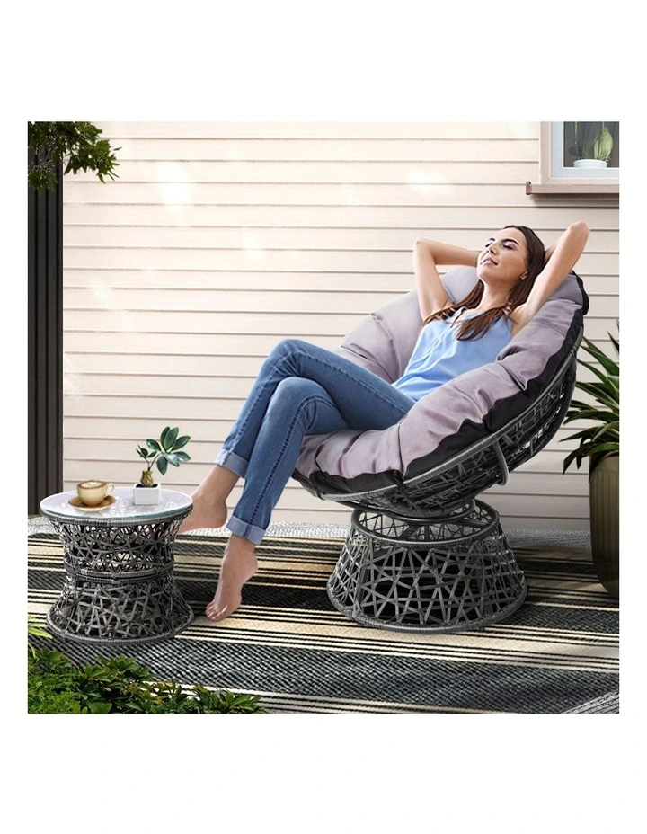 Outdoor Lounge Setting Papasan Chair in Grey