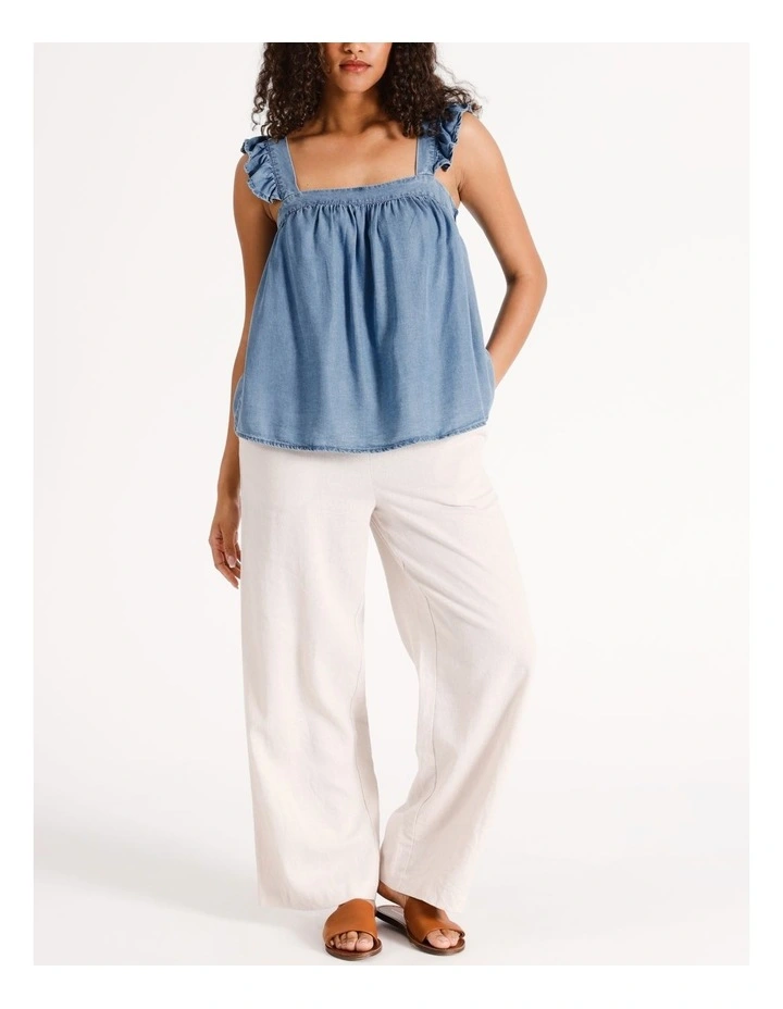 Harper Frill Tencel Top in Denim