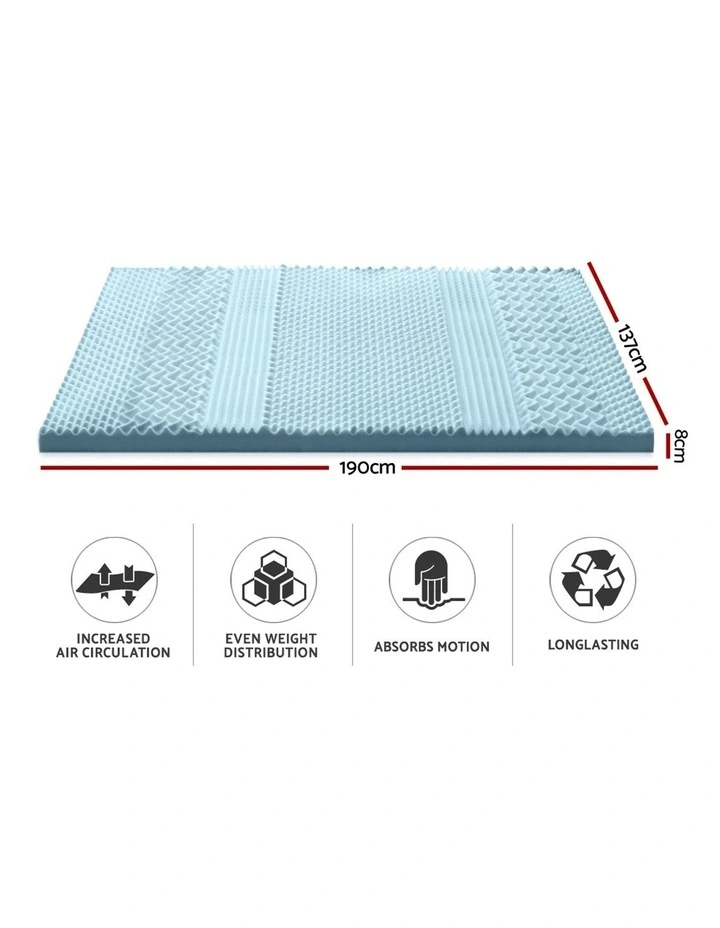 COOL GEL Memory Foam Mattress Topper BAMBOO 8CM 7-Zone Double