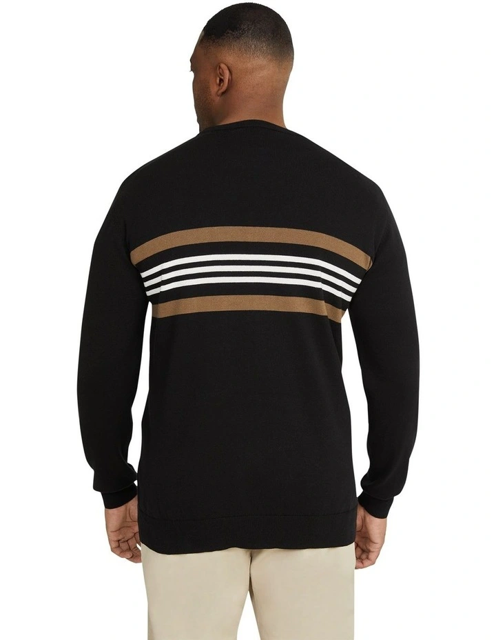 Tri Stripe Sweater in Black