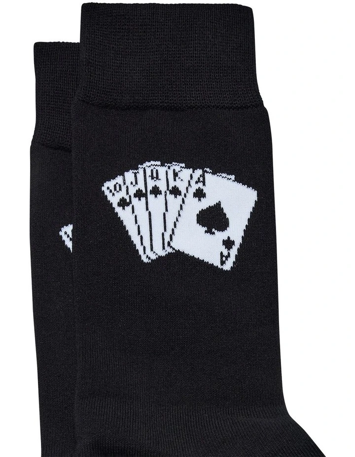 Royal Flush Pun Socks in Black