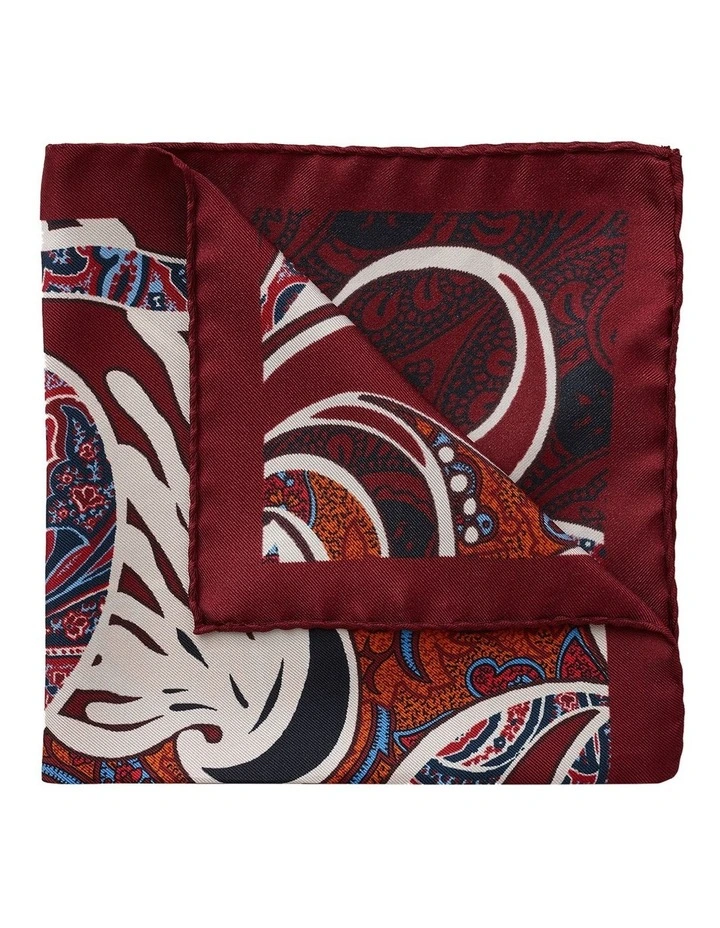 Psychedelic Silk Pocket Square in Wine