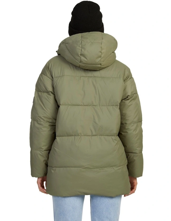 Ocean Ways Sherpa Lined Puffer Jacket in Green