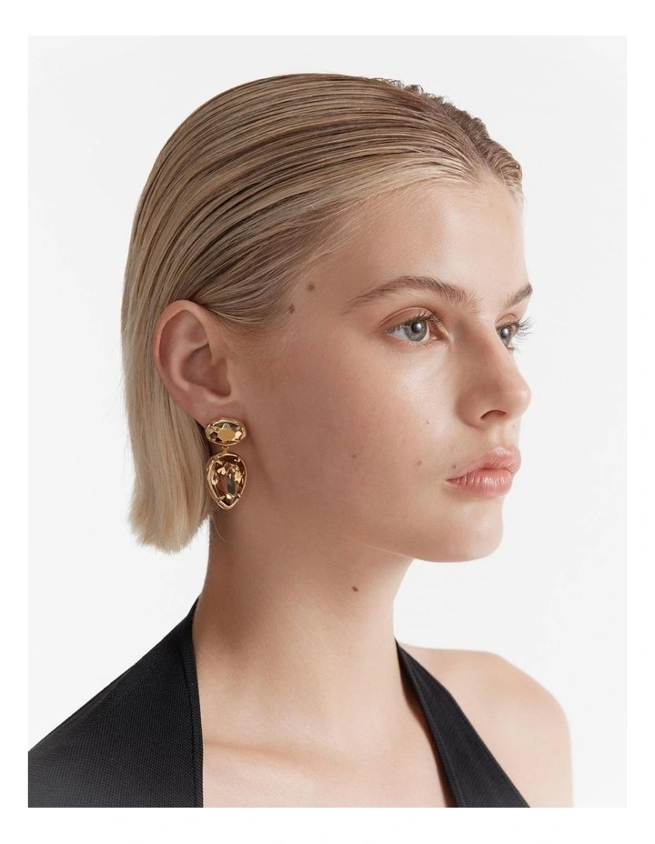 Reflective Drop Earrings in Gold