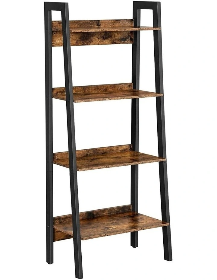 Ladder Shelf 4-Tier Freestanding Storage in Brown