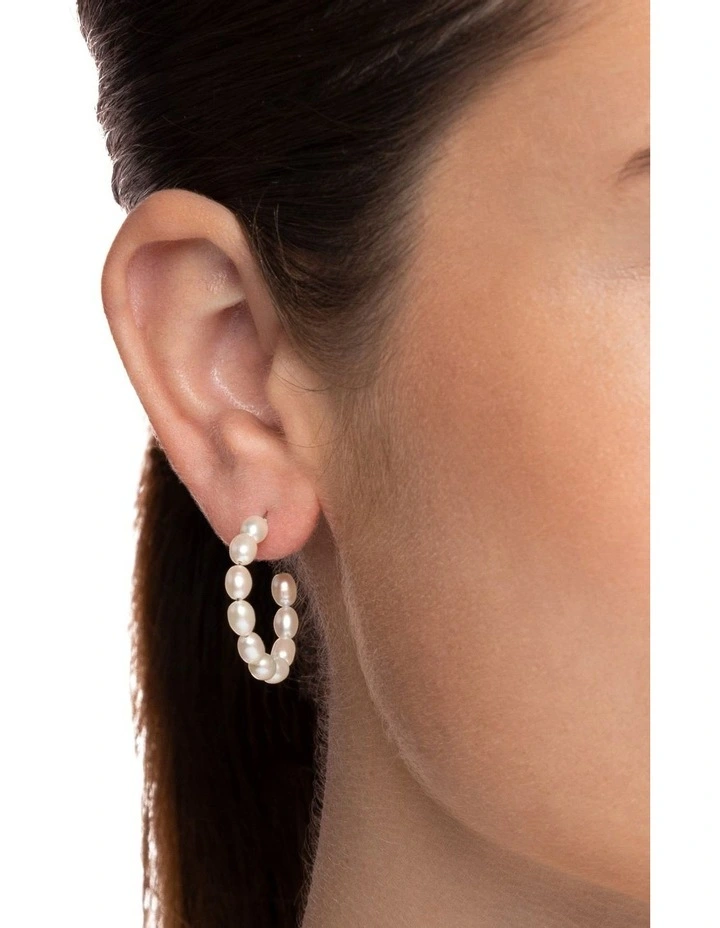 Pearl Hoops Earring in White
