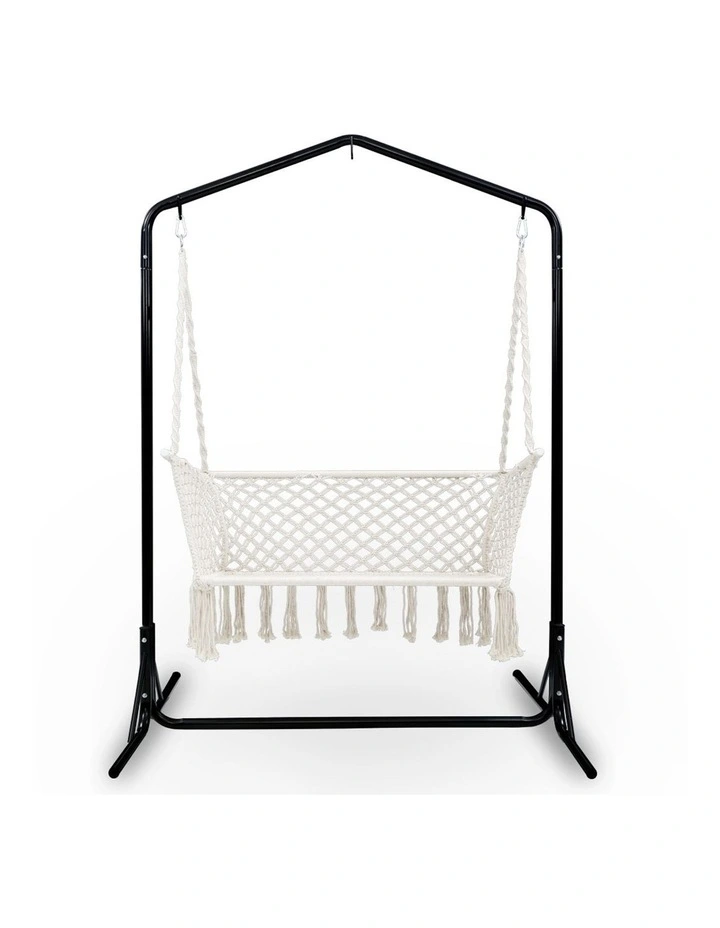 Double Swing Hammock Chair with Stand in Black