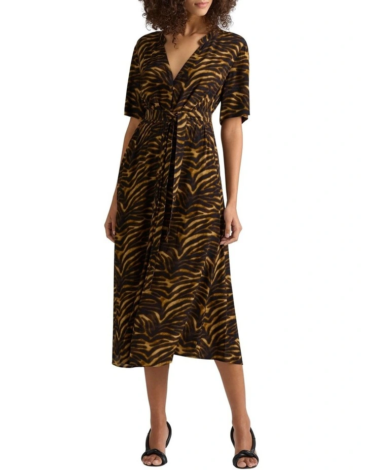 Sesia Midi Dress in Black Multi