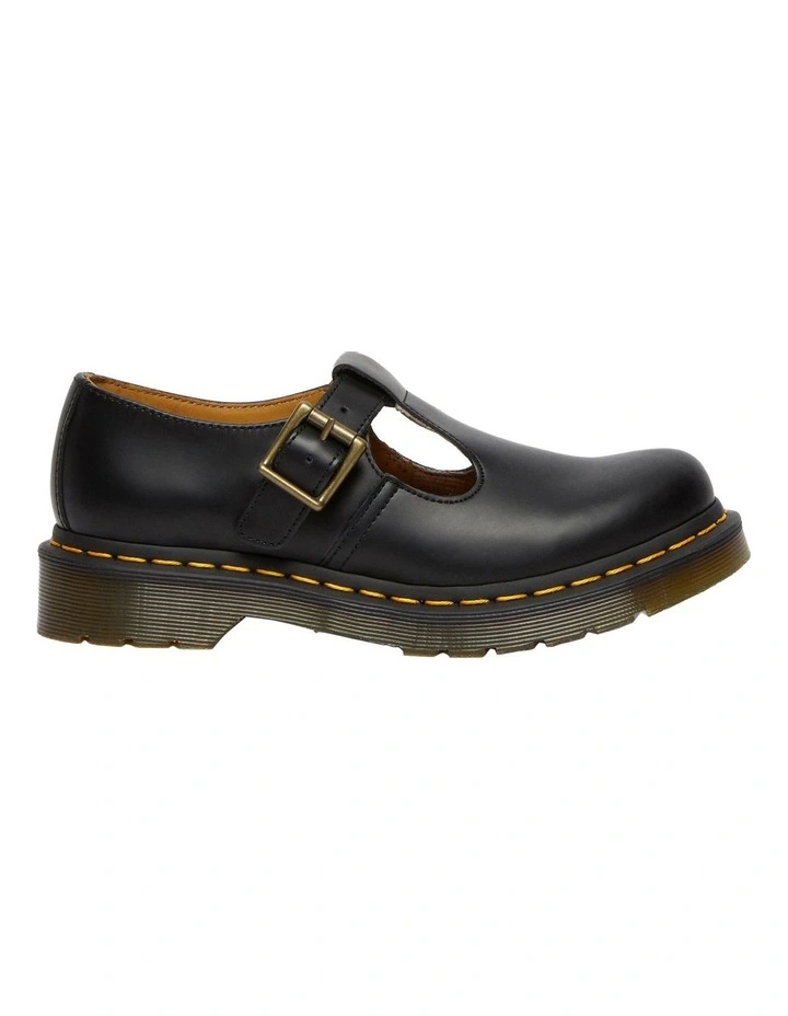 Polley T-bar Shoes in Black Smooth