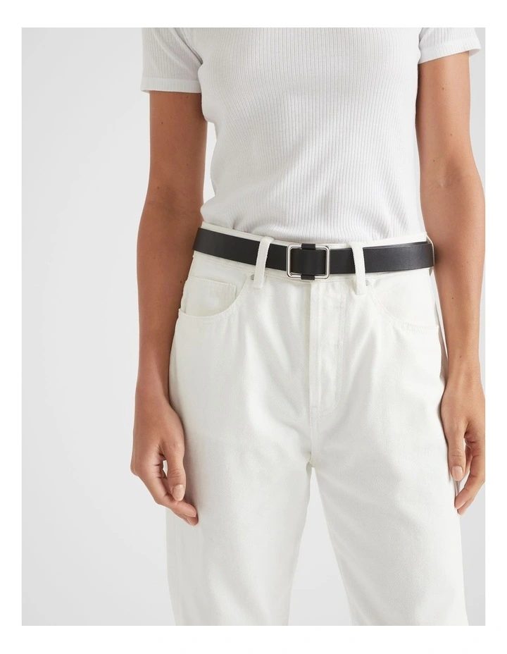 Naomi Leather Hip Belt in Black Silver