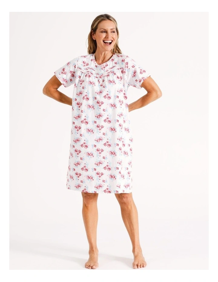 Timeless Short Sleeve Knit Nightie in Mint Floral