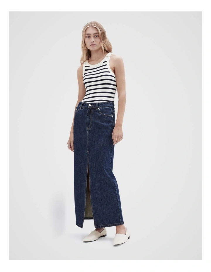 Denim Maxi Skirt in Indigo