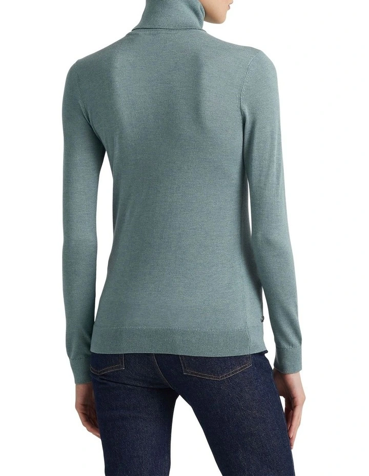 Silk Blend Turtleneck in Green
