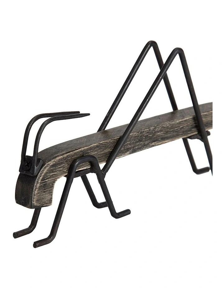 Mango Wood Grasshopper Ornament Small in Natural Wood