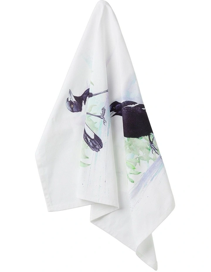 Katherine Castle Magpie Bird Life Tea Towel 50x70cm in Mixed Colours