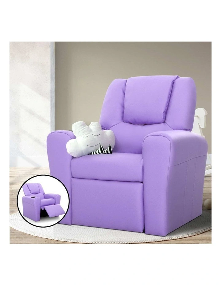 Kids Recliner Chair Sofa Lounge Couch Children Armchair PU Leather in Purple