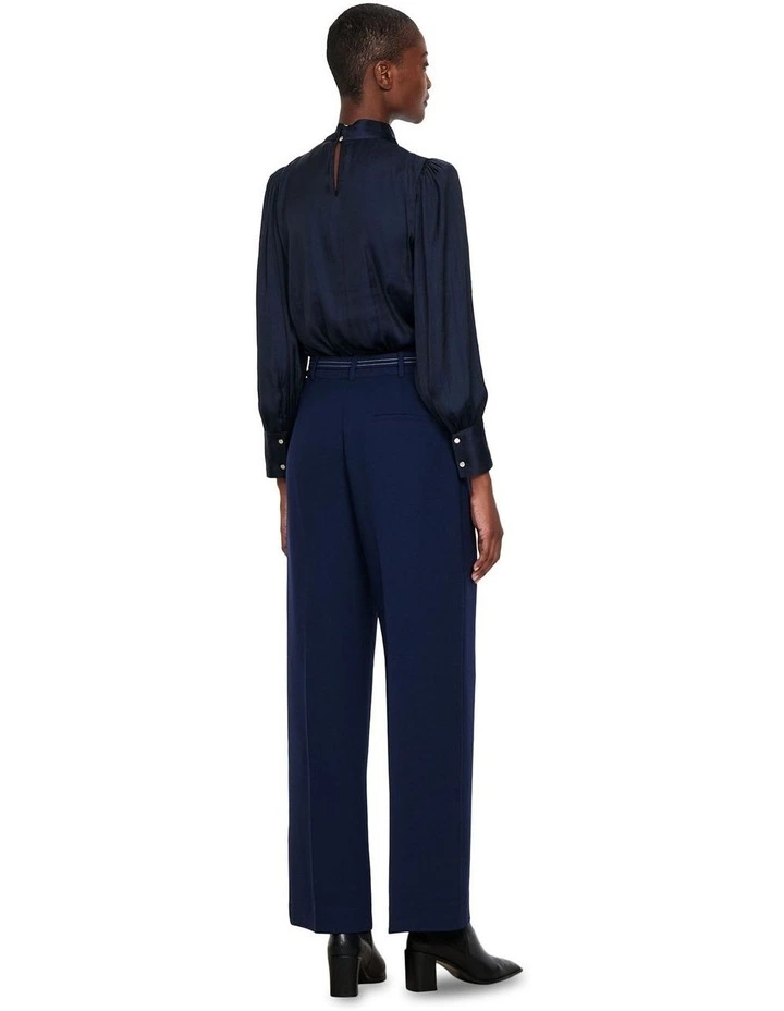 Soft Satin Tie Neck Top in Ink