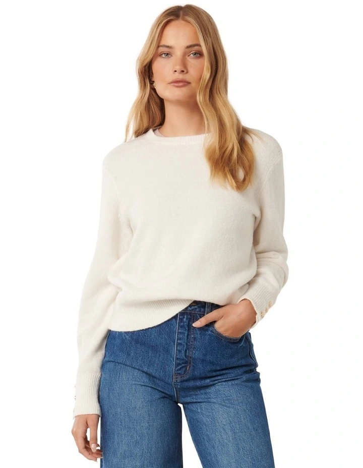 Camille Brushed Knit Jumper in White