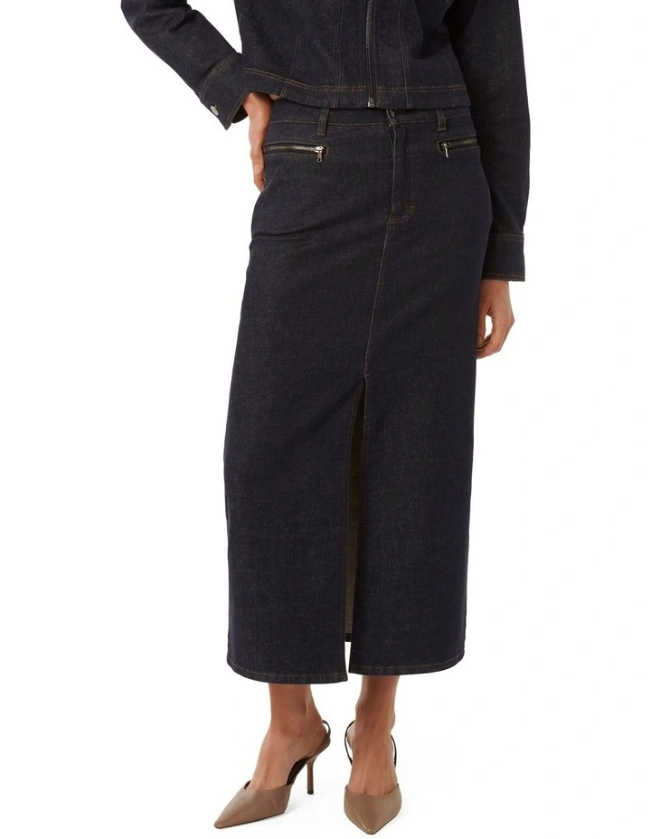 Harper Denim Midi Skirt in Blue