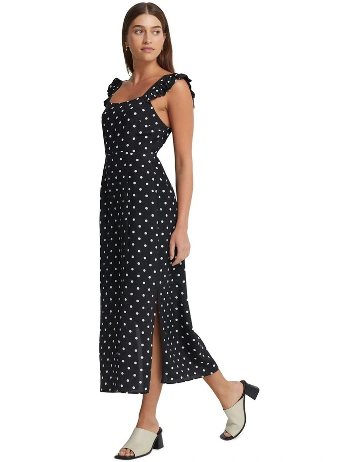 Laura Spot Dress in Black/Ivory