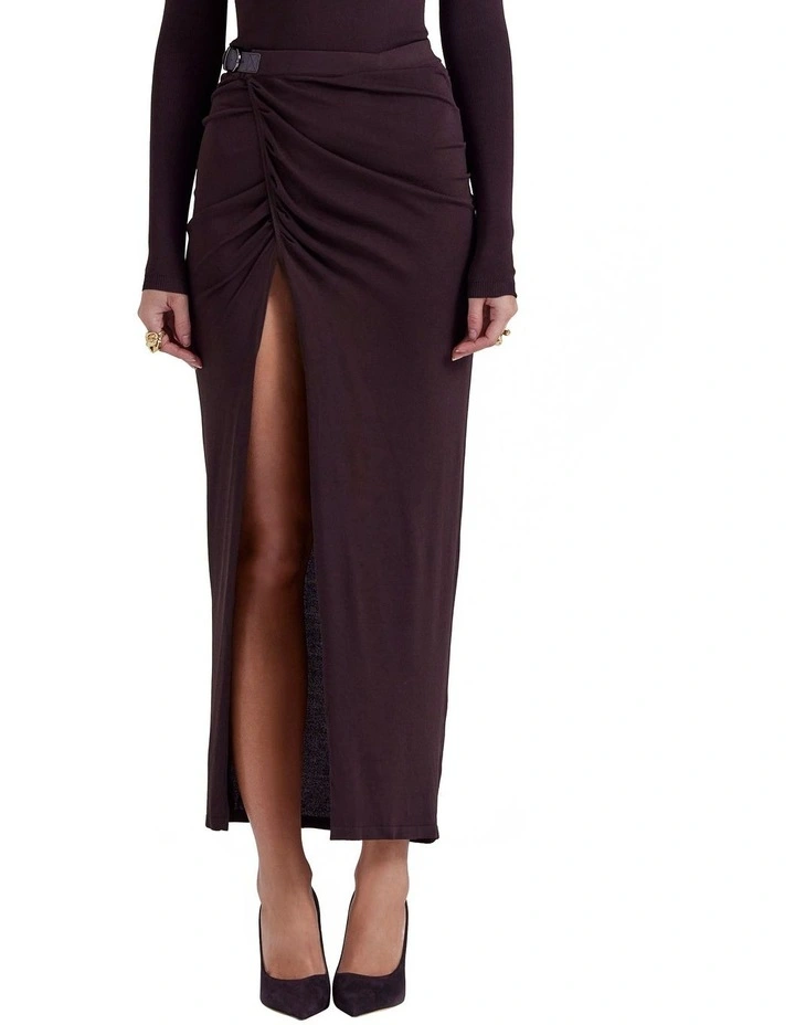 Lilas Knit Midi Skirt in Espresso