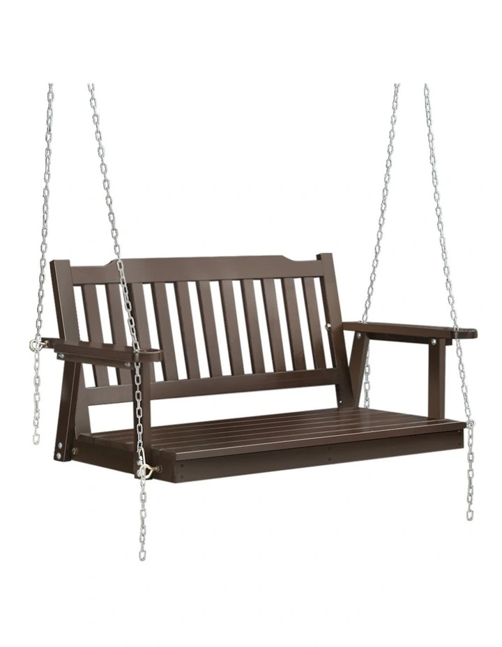 Porch Swing Chair with Chains Wooden in Brown