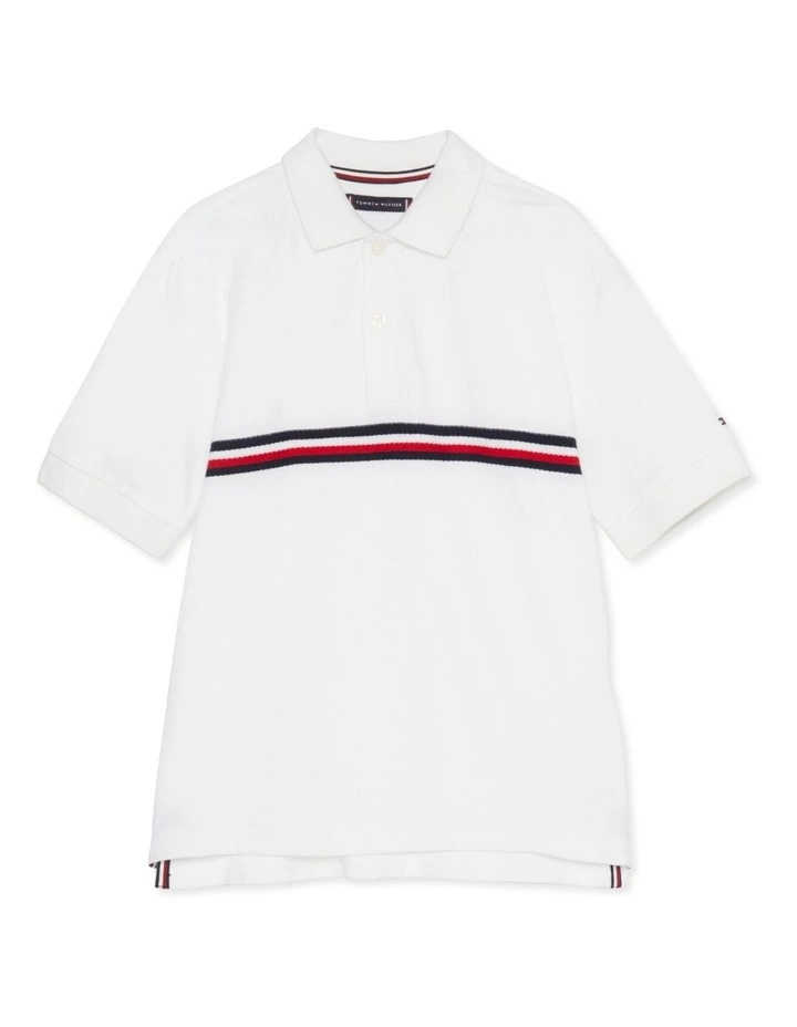 Boys 8-16 Global Stripe Archive Fit Polo in White