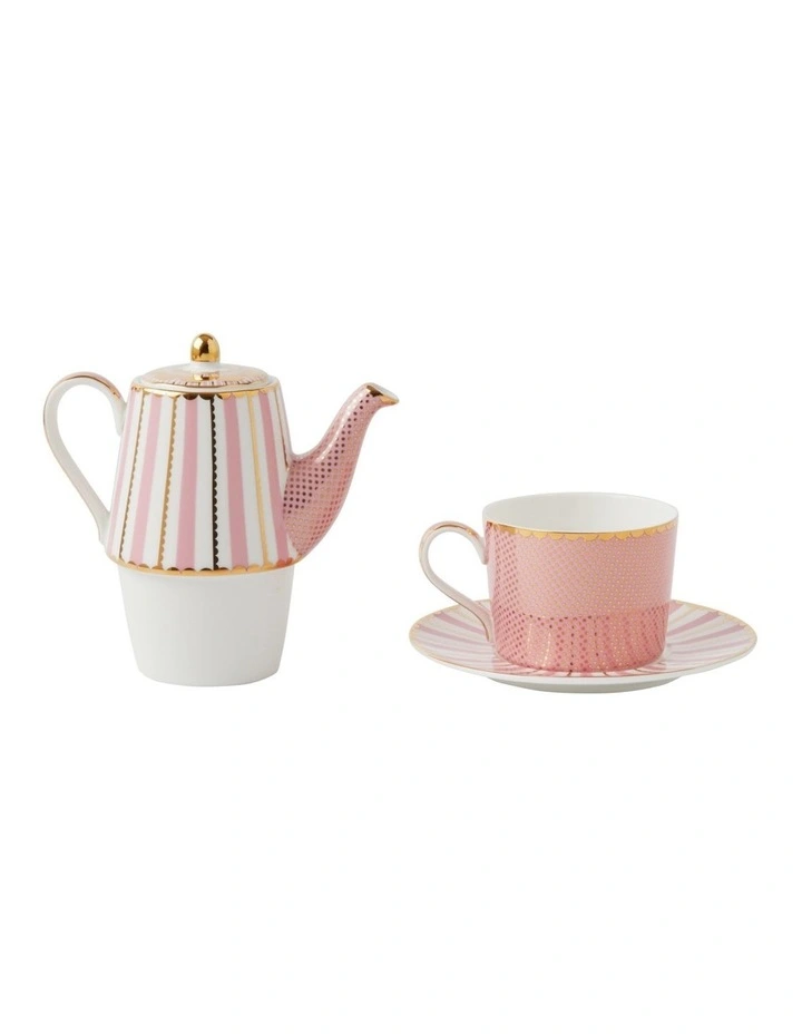 Gift Boxed Teas & C's Regency Tea for One With Infuser 340ml in Pink