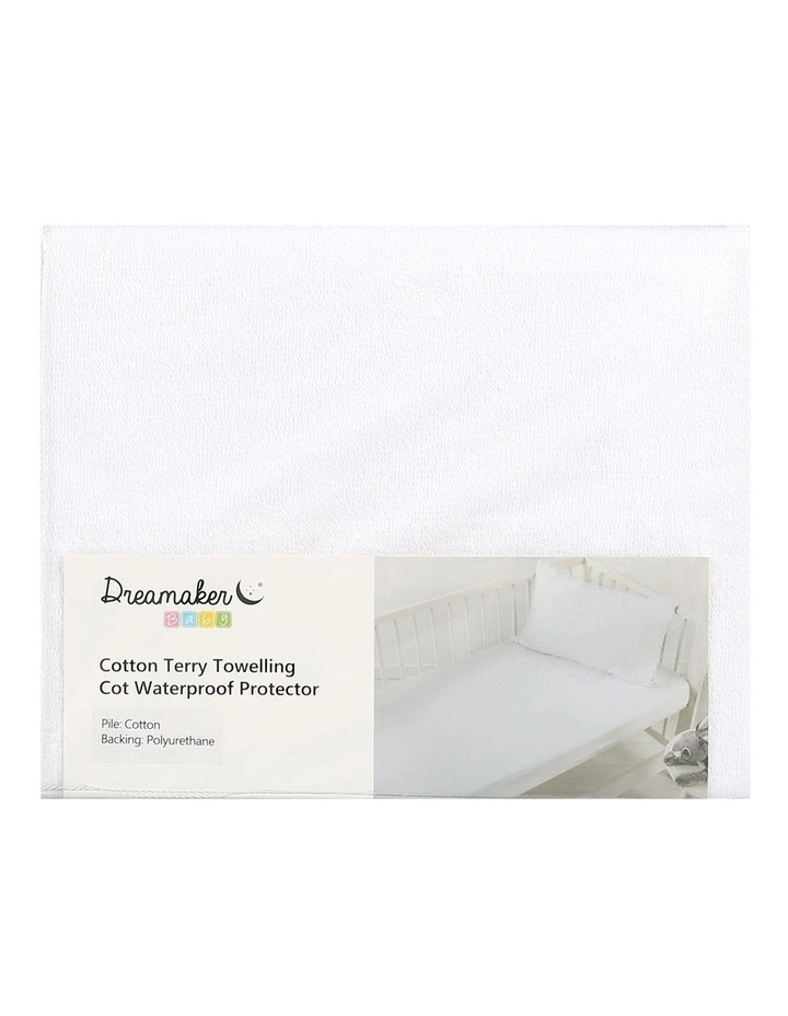 Bamboo Terry Baby Cot Waterproof Pillow Protector 2 Pack in White