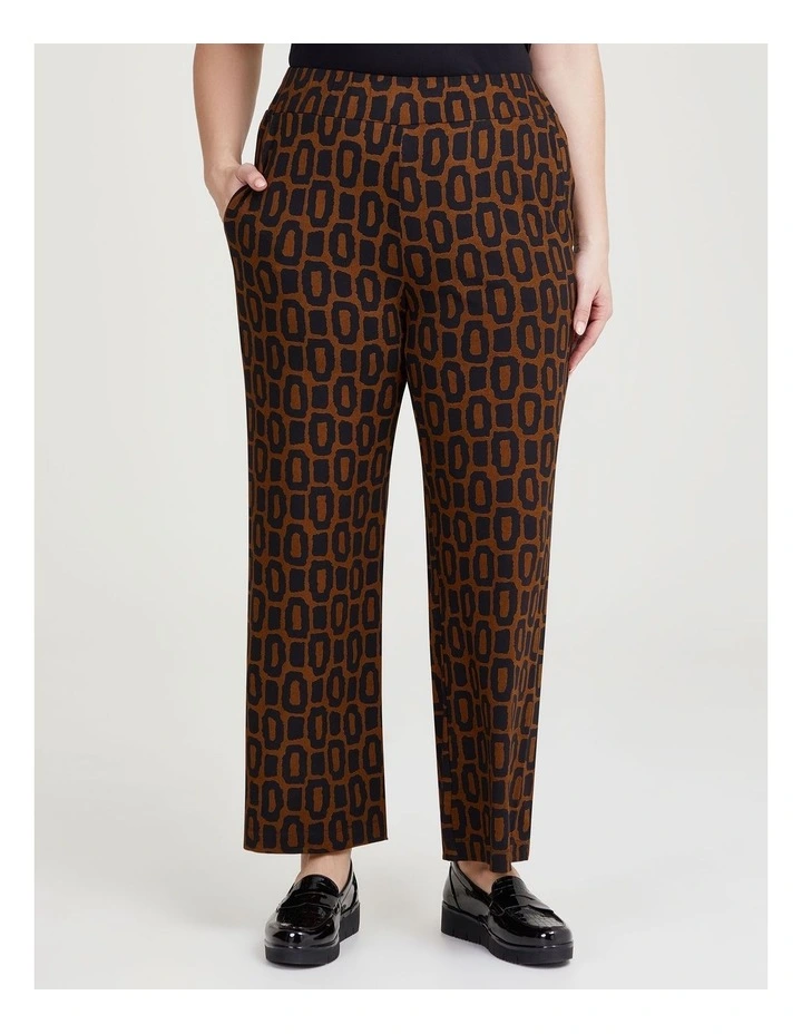 Geo Print Natural Wide Leg Pant in Print